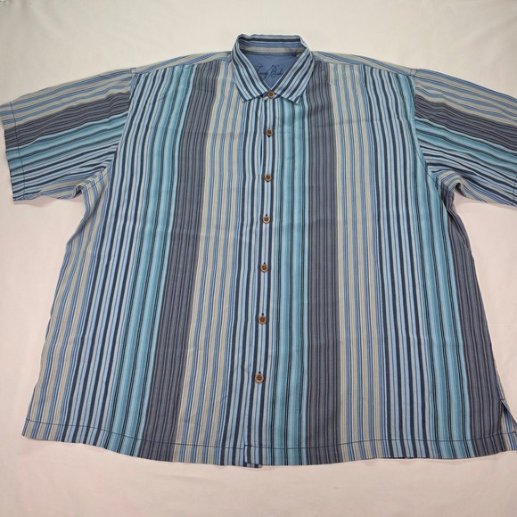 Tommy Bahama Other - Tommy Bahama Mens XXL Blue Striped Short Sleeve Tencel Button Down‎ Shirt